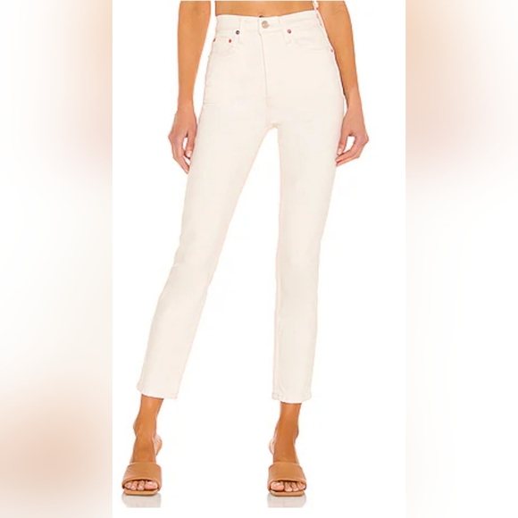 Re/Done Denim - RE/DONE 90s High Rise Ankle Crop size 28 Bone light cream color